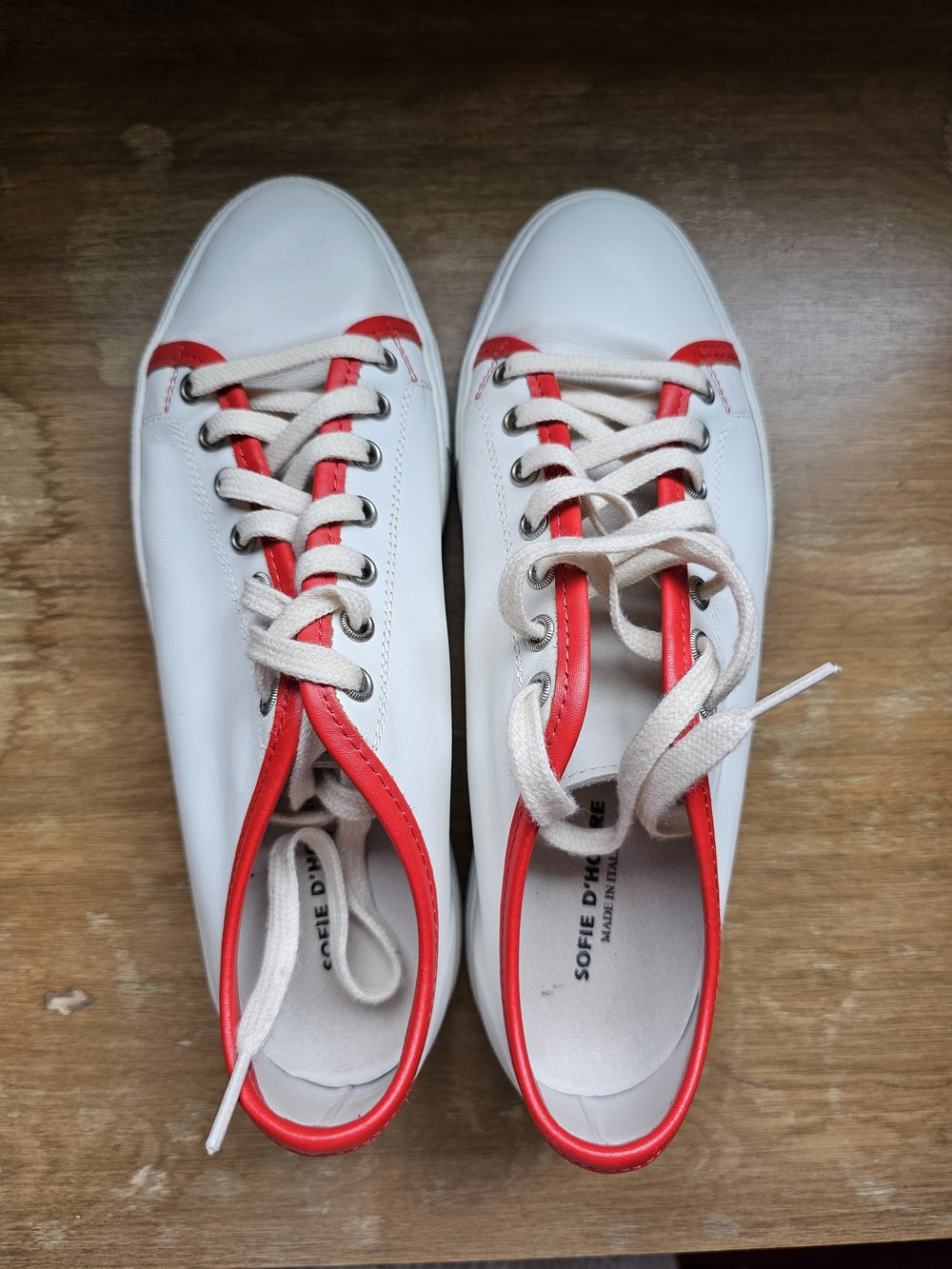 Sofie D'Hoore White Sneakers with Red Trim sz 40 10